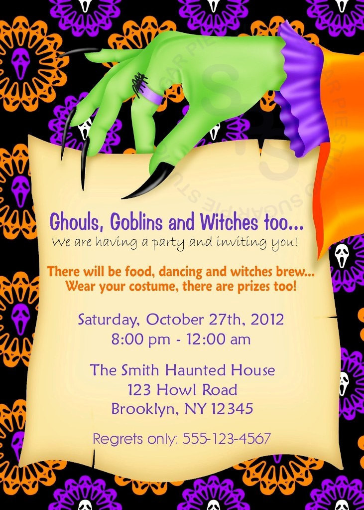 Halloween Birthday Invitations
 Printable Halloween Birthday party Invitation Custom