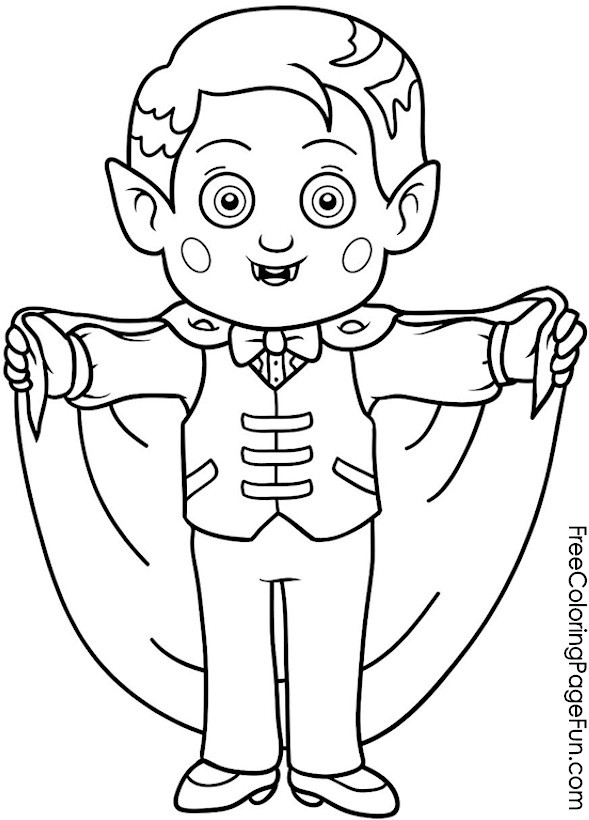 Halloween Coloring Pages For Boys
 Free Halloween Coloring Pages Boy Dracula Costume