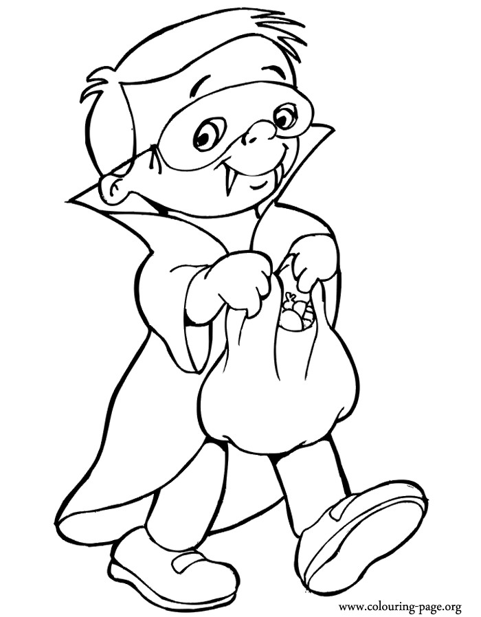 Halloween Coloring Pages For Boys
 Halloween Boy dressed like a vampire coloring page