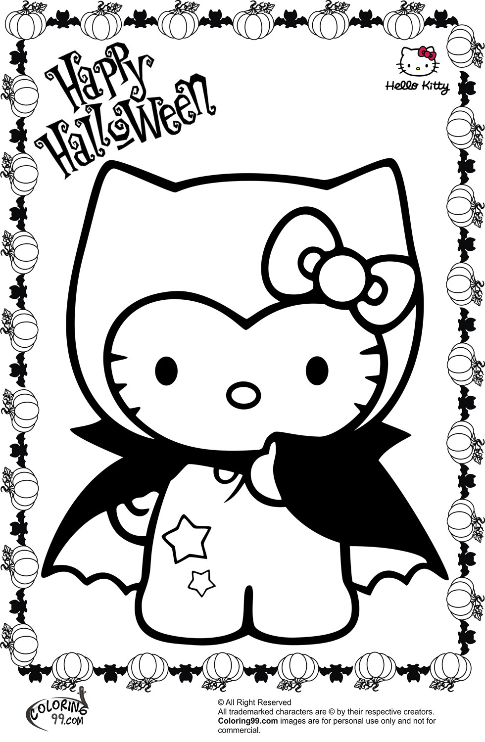 Halloween Coloring Sheets For Kids
 Hello Kitty Halloween Coloring Pages