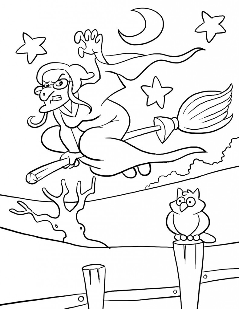 Halloween Coloring Sheets For Kids
 Free Printable Witch Coloring Pages For Kids