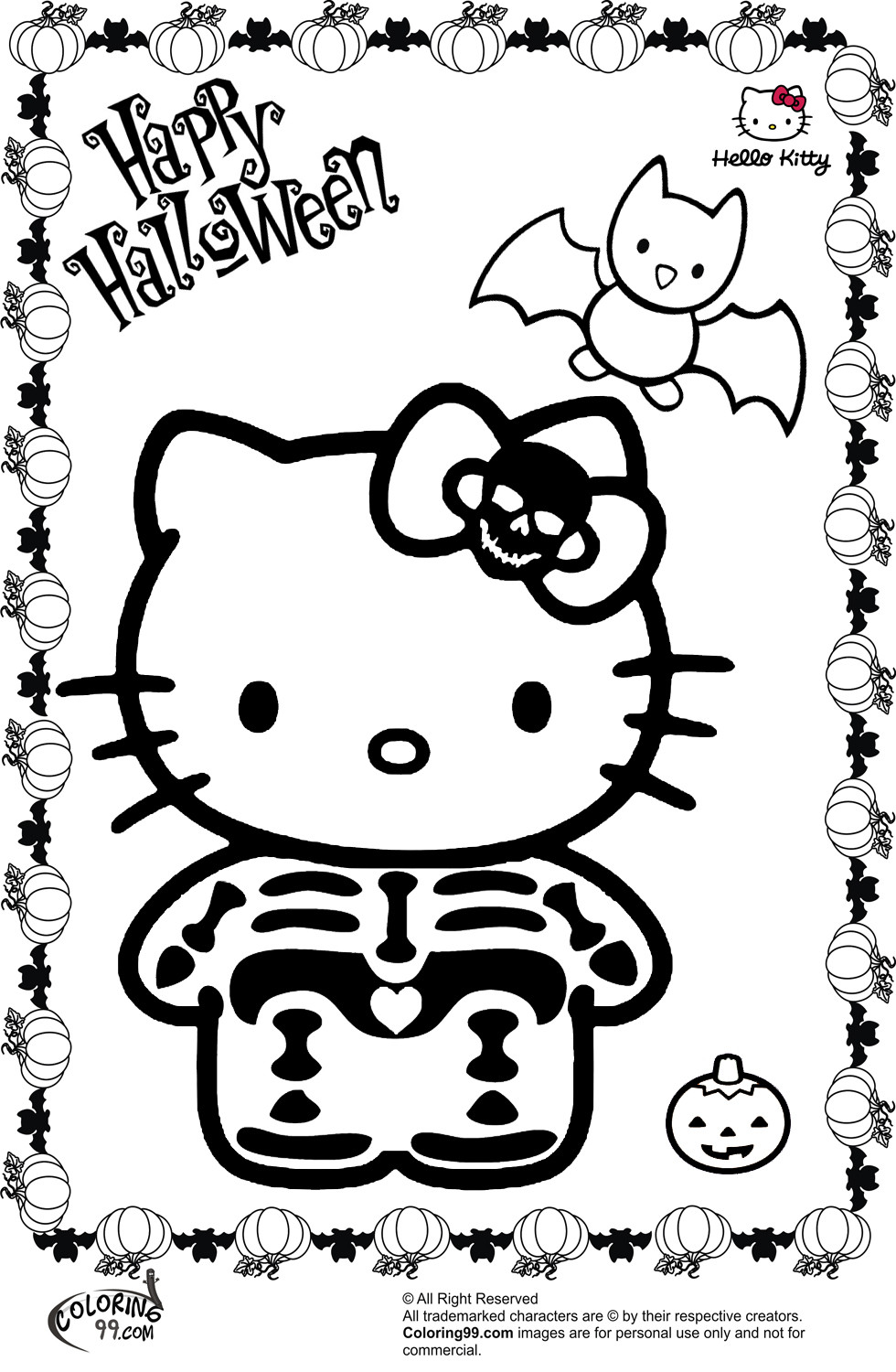 Halloween Coloring Sheets For Kids
 Hello Kitty Halloween Coloring Pages