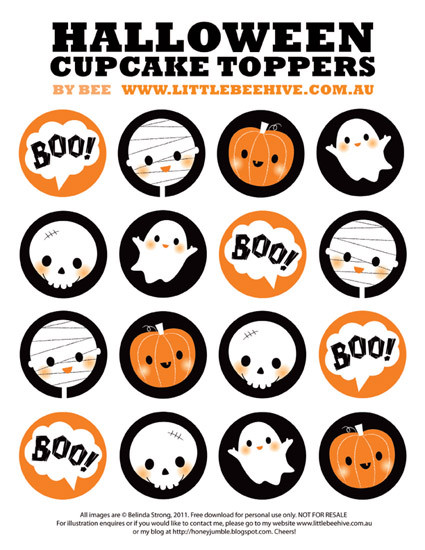 Halloween Cupcakes Toppers
 We Love to Illustrate Happy Halloween Cupcake Toppers
