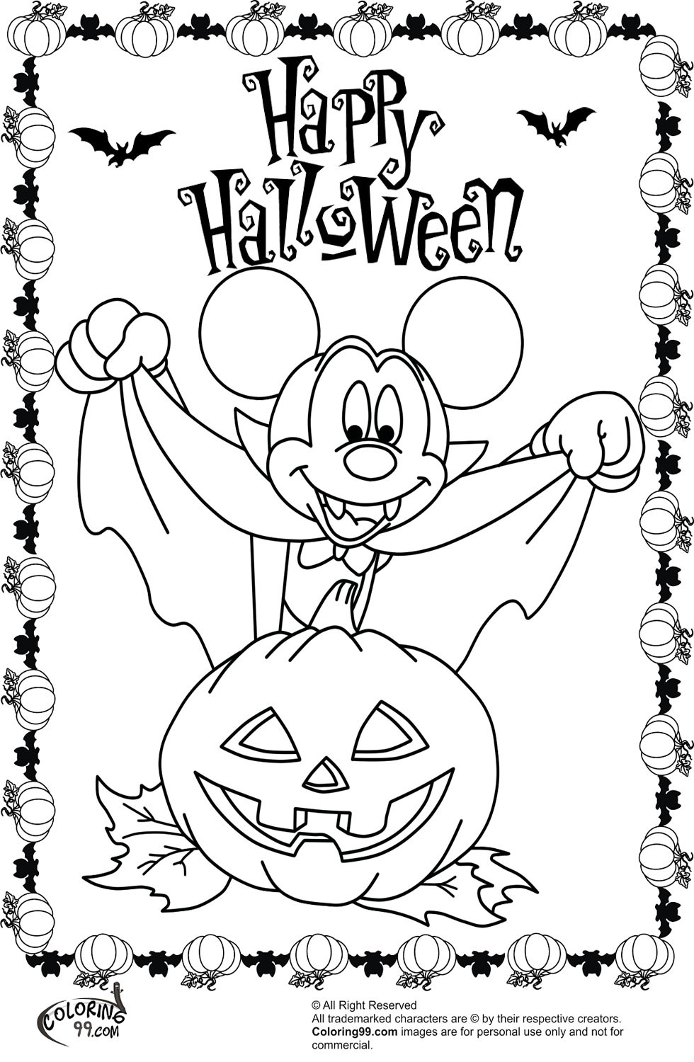 Halloween Kids Coloring Pages
 Minnie and Mickey Mouse Coloring Pages for Halloween