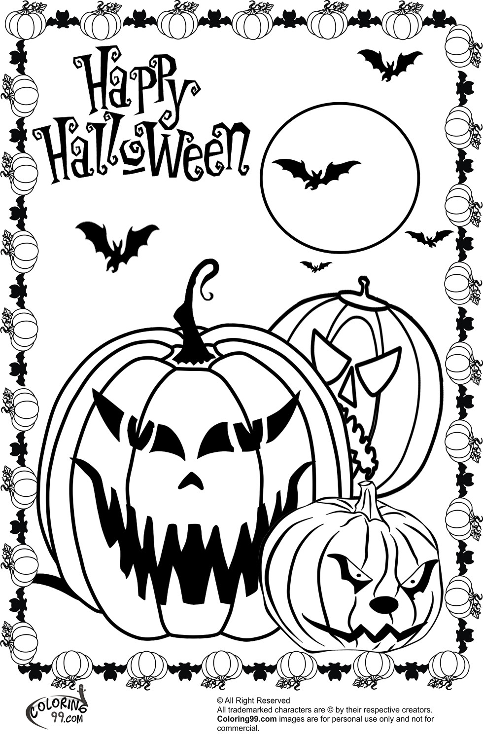 Halloween Kids Coloring Pages
 Scary Halloween Pumpkin Coloring Pages