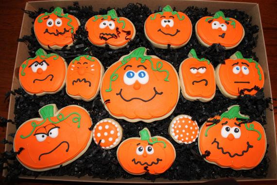 Halloween Pumpkin Cookies
 Items similar to Decorated Pumpkin Cookies Halloween