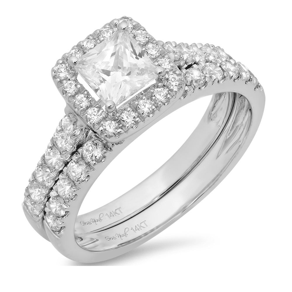 Halo Wedding Ring Sets
 1 80ct Princess Cut Solitaire Halo Engagement Ring band