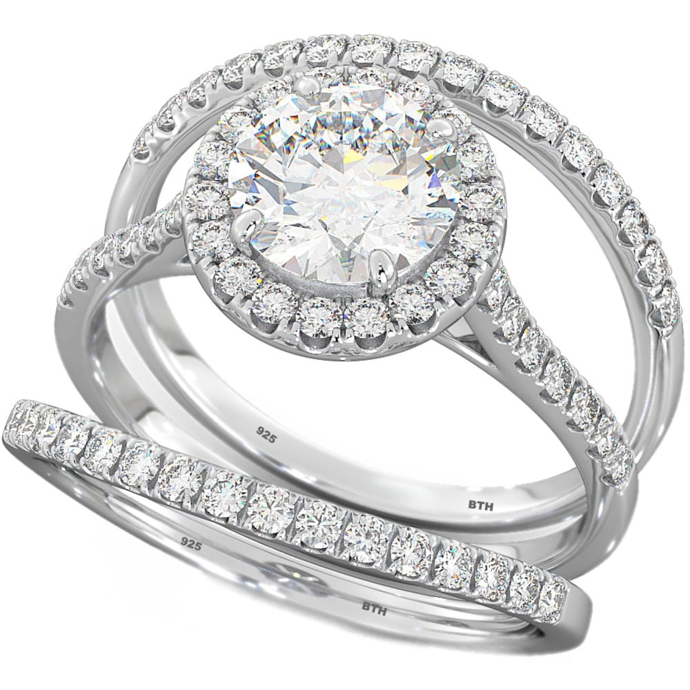 Halo Wedding Ring Sets
 Round cut halo wedding engagement ring Set