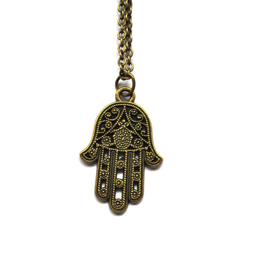 Hand Of Fatima Necklace
 HAMSA HAND OF FATIMA Long Necklace Pendant New Antique