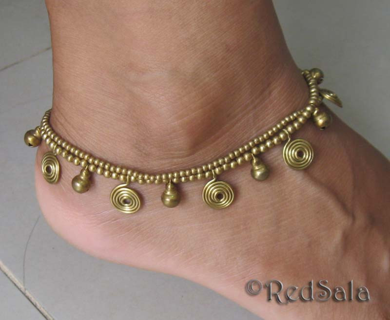 Handmade Anklet
 Handmade ANKLET Ankle Bracelet Brass Beads Bells Spiral