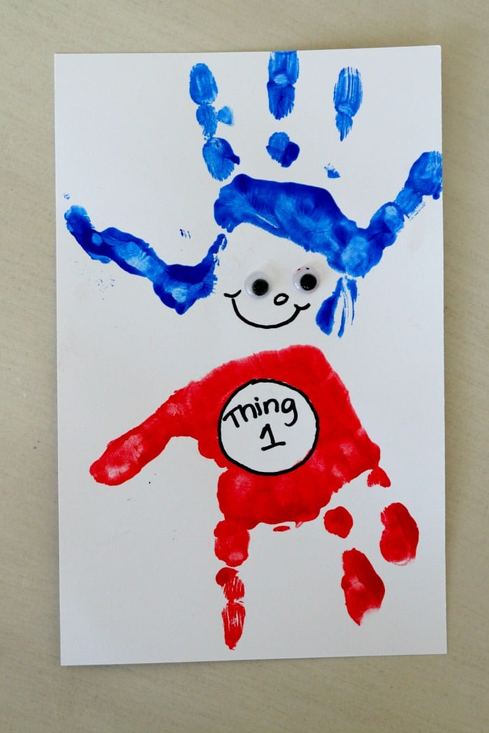 Handprint Crafts For Preschoolers
 Dr Suess Inspired Thing 1 and Thing 2 Handprint Art MomDot