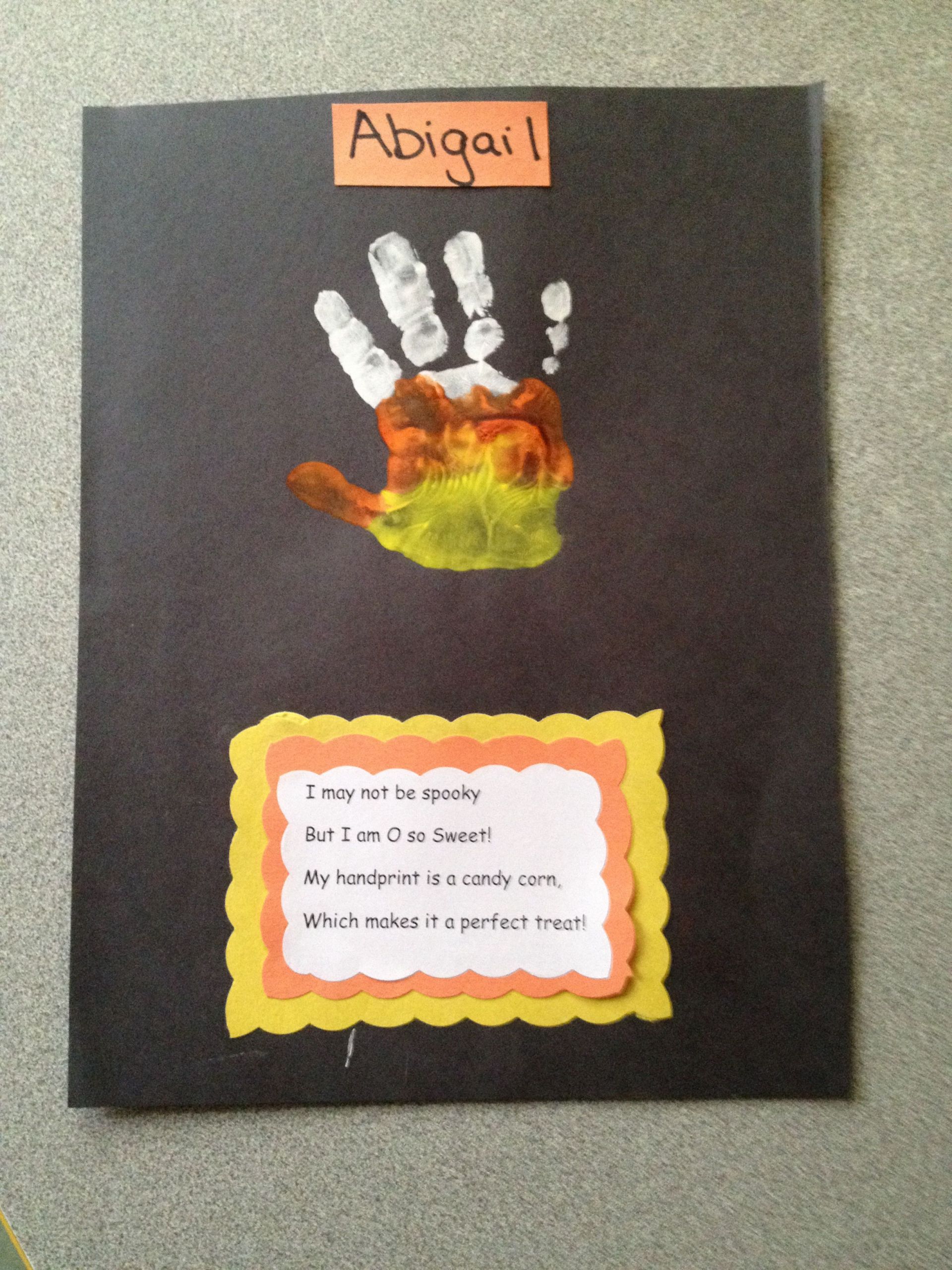 Handprint Crafts For Preschoolers
 Candy Corn handprint Cute and easy craft for Pre school