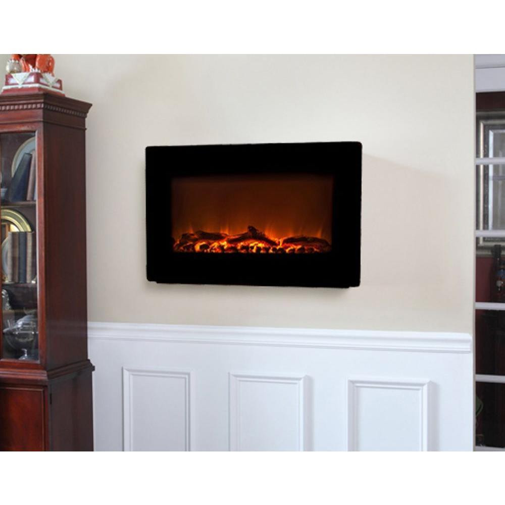Hanging Electric Fireplace
 30 in Wall Mount Electric Fireplace in Black with 1400