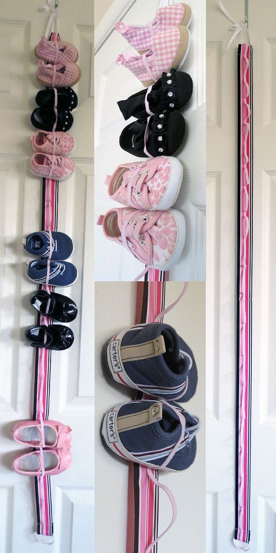 Hanging Shoe Organizer DIY
 Hanging Baby Shoe Organizer with Elastic Store 9 pairs