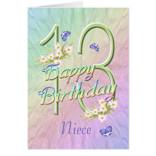 Happy 13Th Birthday Quotes
 Niece 13th Birthday Butterflies and Flowers Card