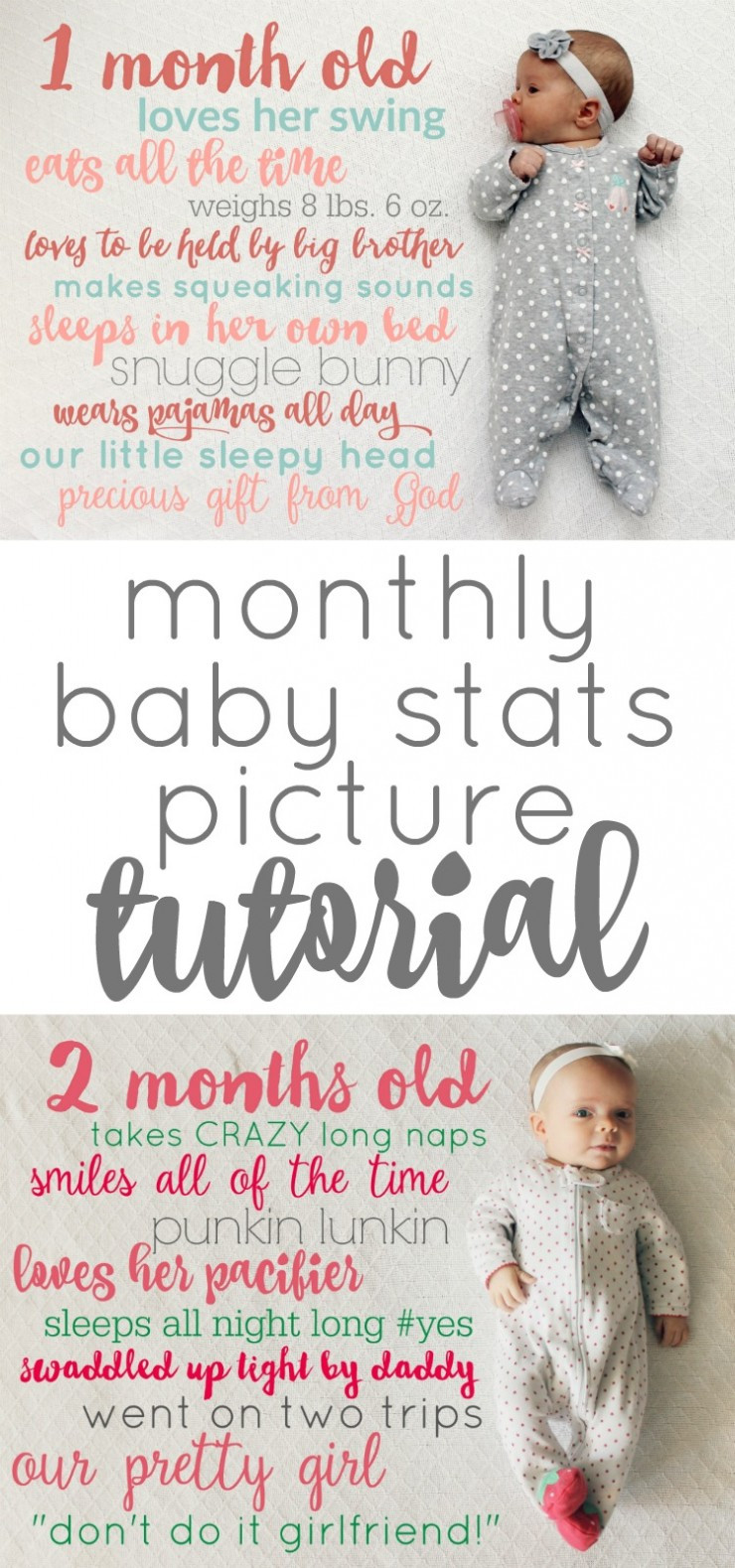 Happy 1St Month Baby Quotes
 Monthly Baby Stats Picture Tutorial Child at Heart Blog