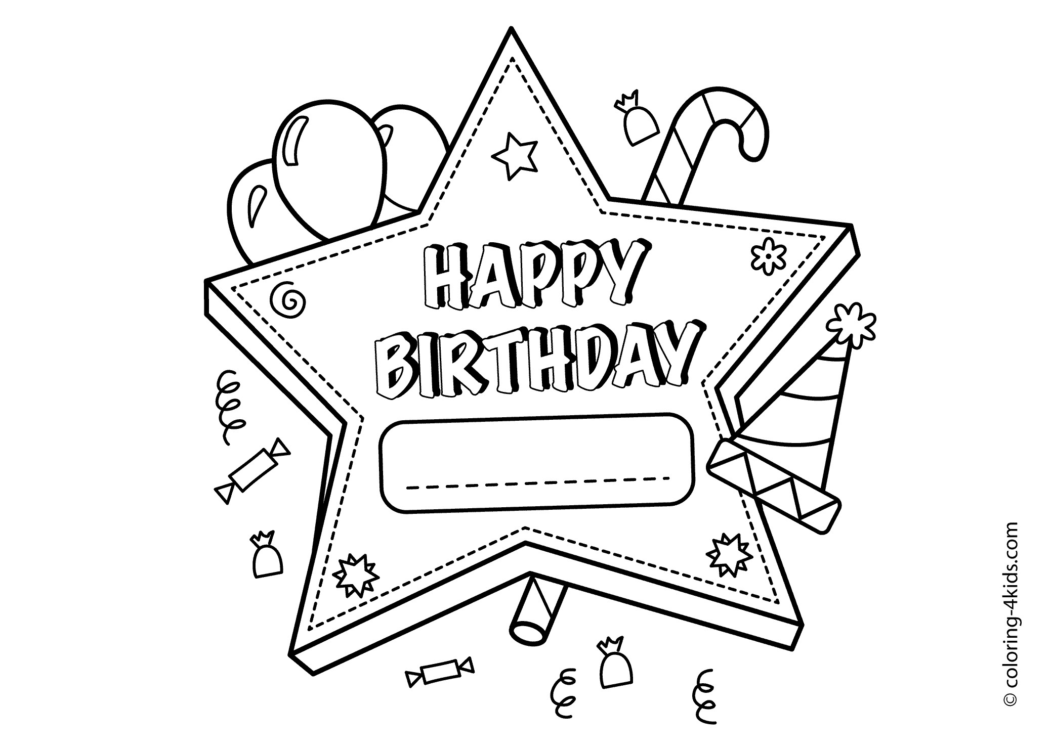 Happy Birthday Coloring Pages For Boys
 Happy birthday printable star – coloring pages for kids