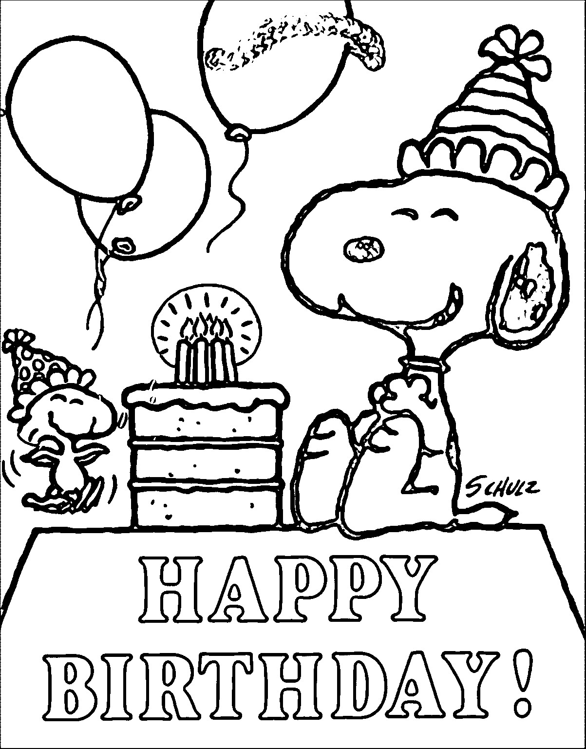 Happy Birthday Coloring Pages For Boys
 Snoopy Happy Birthday Quote Coloring Page