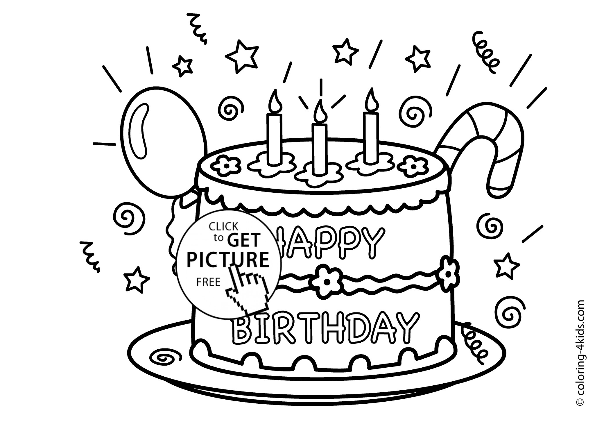 Happy Birthday Coloring Pages For Kids
 Cake Happy Birthday Party Coloring Pages – celebration