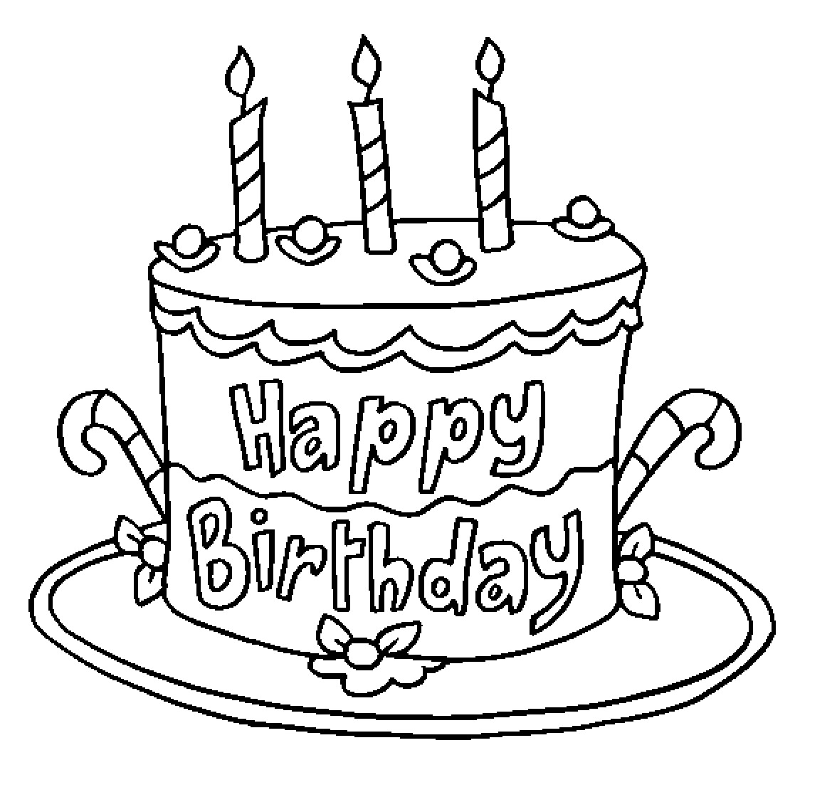 Happy Birthday Coloring Pages For Kids
 Birthday Cake Coloring Pages For Kids
