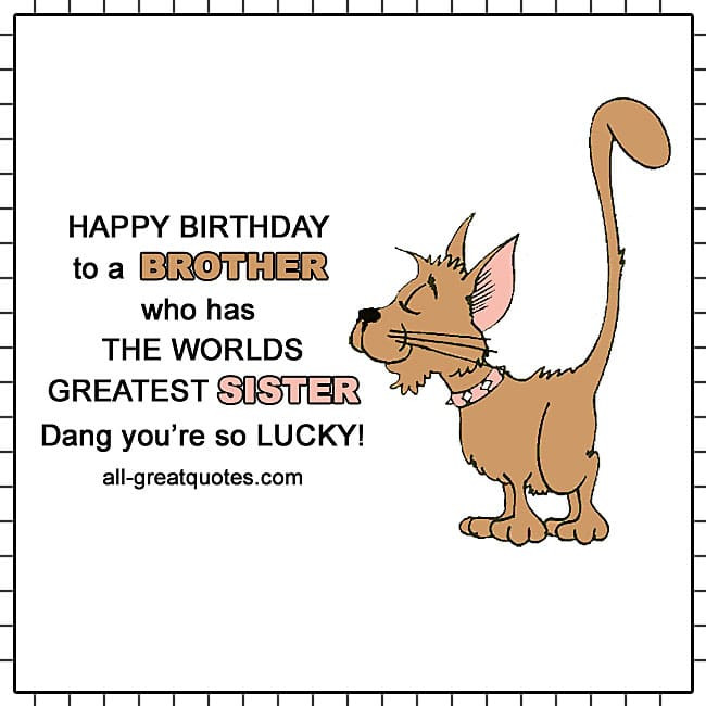 Happy Birthday To My Little Brother Funny Quotes
 BROTHER from sister Free Birthday Cards For Brother