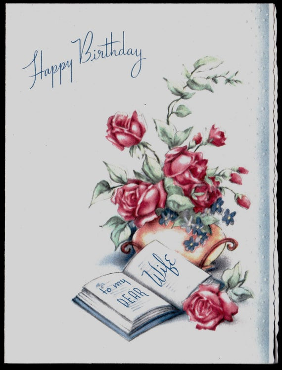 Happy Birthday Wife Cards
 vintage WIFE Happy Birthday Greeting Card by vintagerecycling