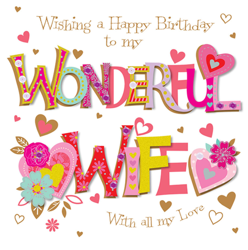 Happy Birthday Wife Cards
 Wishing My Wonderful Wife Happy Birthday Greeting Card