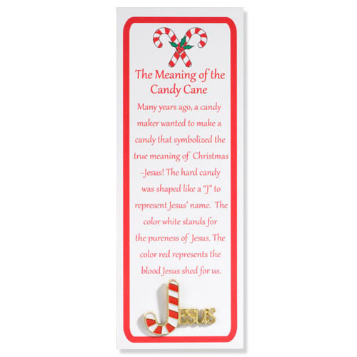 Hard Candy Christmas Meaning
 Story of the Candy Cane Lapel Pin with Bookmark 12 pk