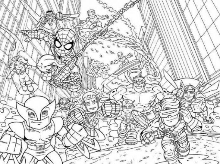 Hard Coloring Pages For Boys
 Super Hero Squad Marvel Coloring Page Printable For Kids
