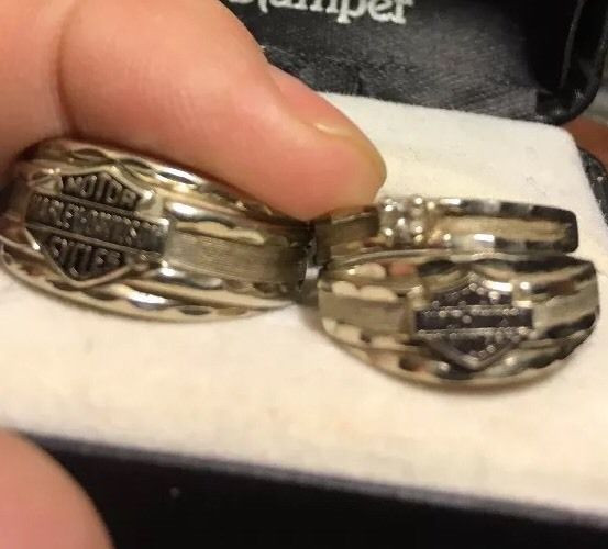 Harley Davidson Wedding Ring Sets
 Mens & La s Matching 10K White Harley Davidson Ring