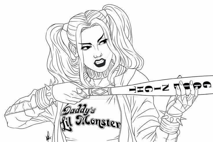 Harley Quinn Coloring Pages For Kids
 The outline of harley I used jadeframe
