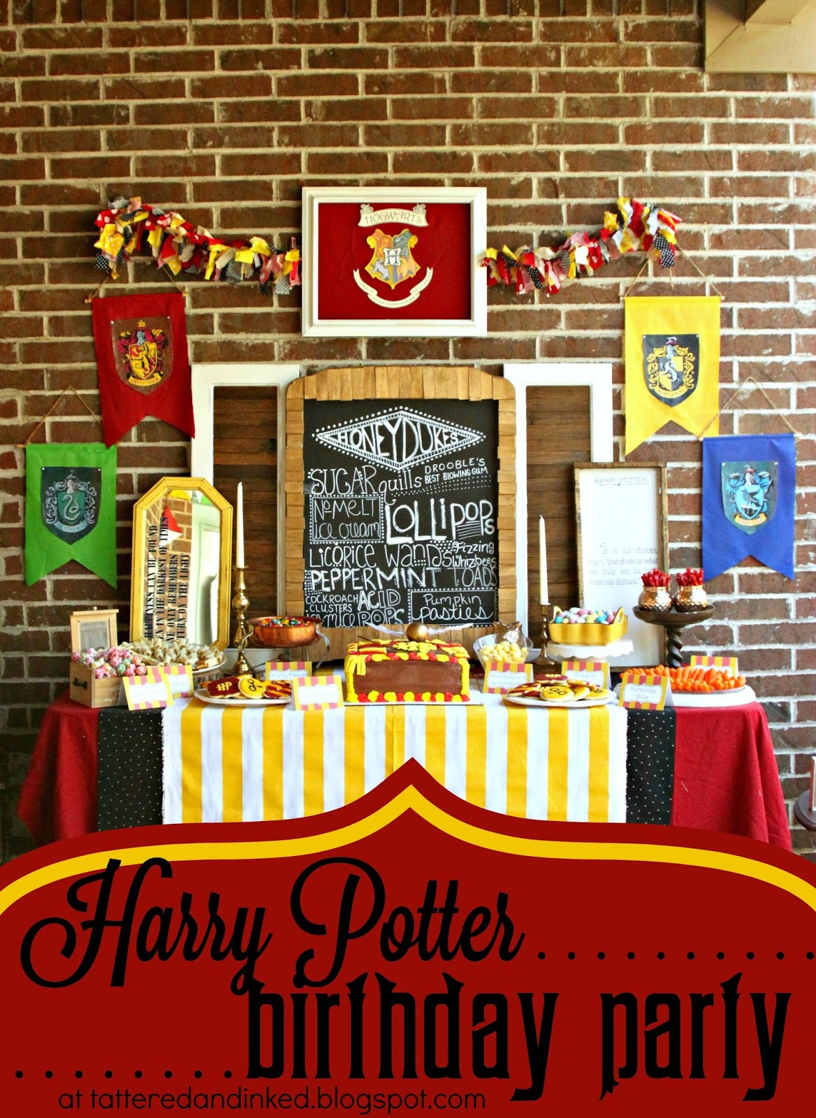 Harry Potter Birthday Decorations
 Tattered and Inked DIY Harry Potter Birthday Party