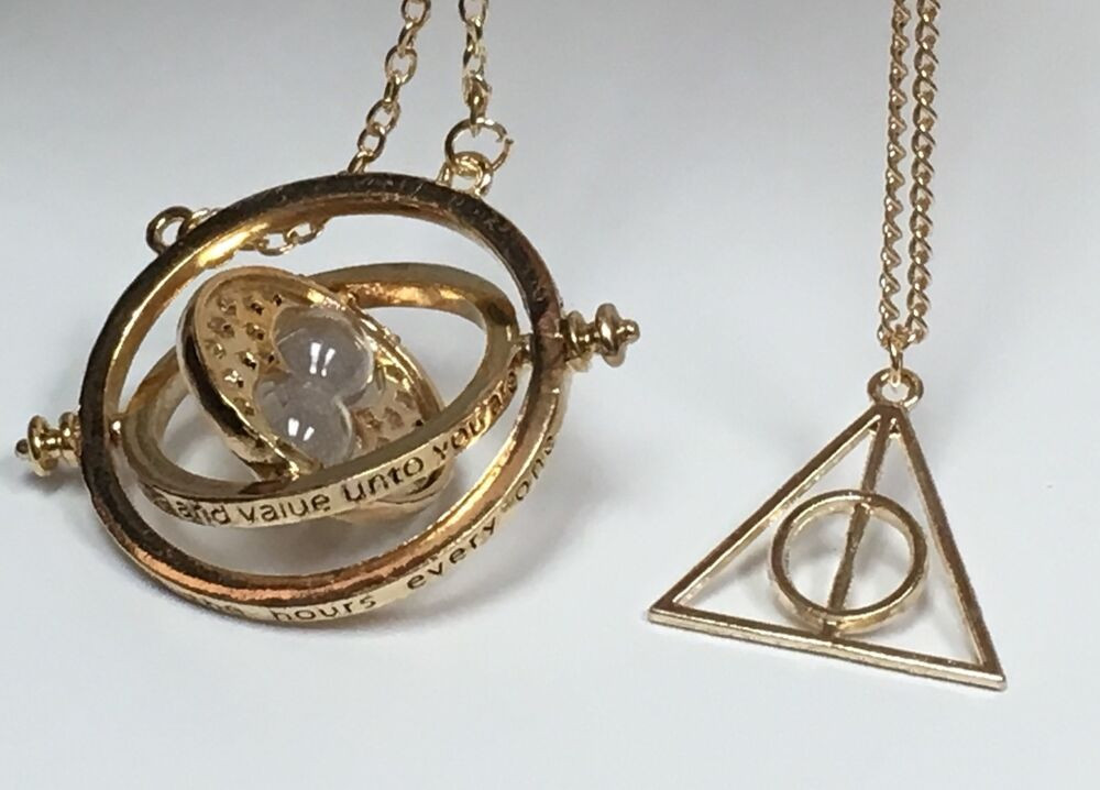 Harry Potter Necklace
 Harry Potter Necklace Time Turner Gold Deathly Hallow