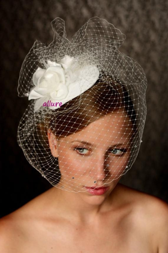Hat With Veil For Wedding
 Wedding vintage style BIRD CAGE VEIL wedding hat by klaxonek