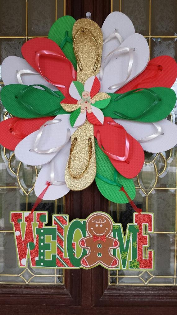 Hawaiian Christmas Party Ideas
 Handmade Christmas Flip Flop Wreath Gingerbread Wel e Super