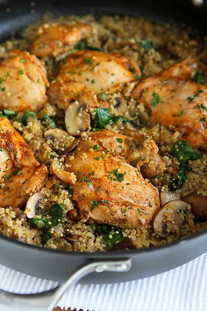 Healthy Chicken And Quinoa Recipes
 e Pot Chicken Quinoa Mushrooms & Spinach Easy Dinner