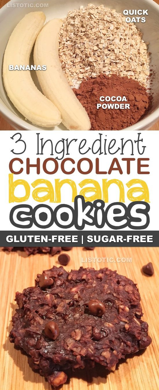 Healthy Sugar Free Desserts
 3 Ingre nt Healthy Chocolate Banana Cookie Recipe