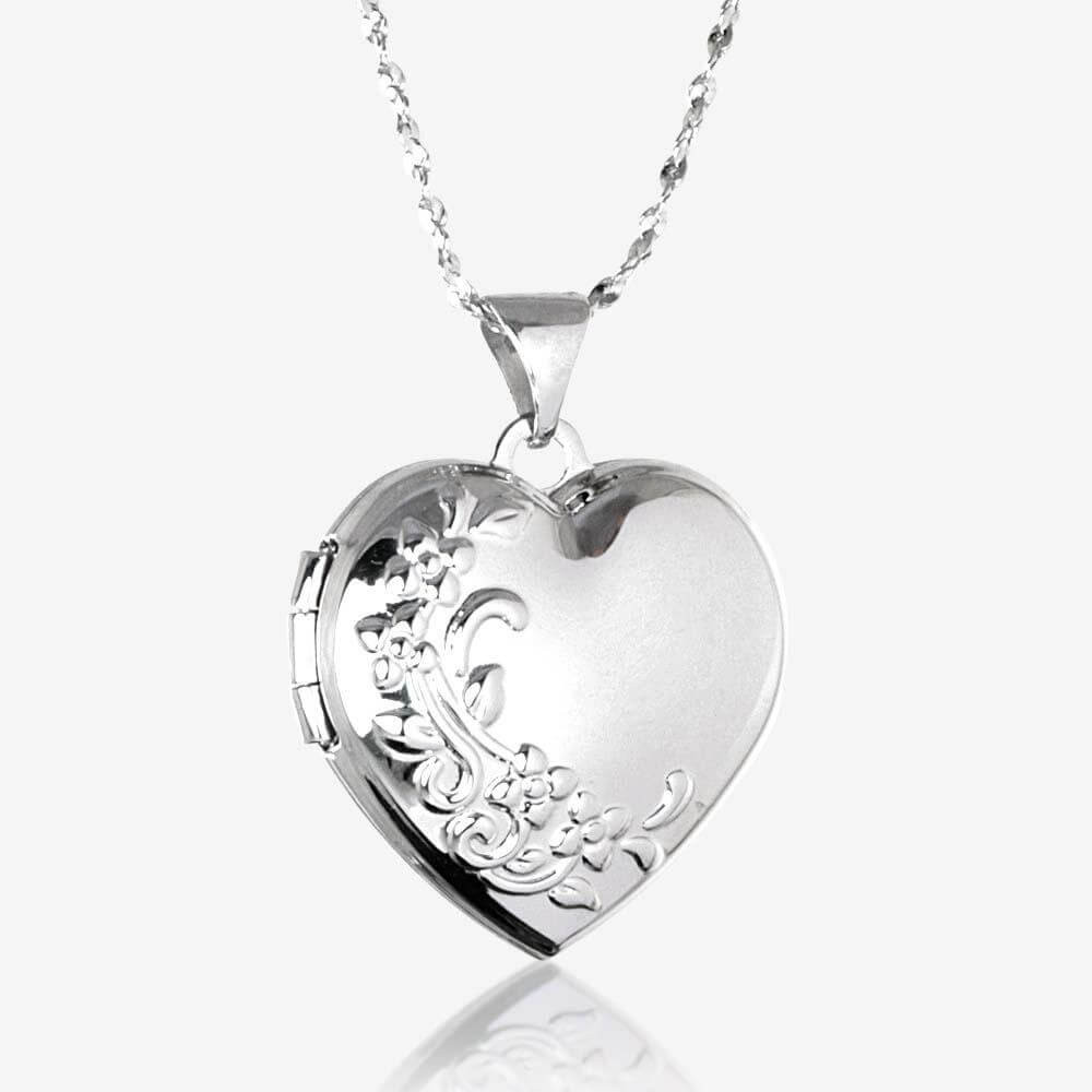 Heart Locket Necklace
 Angela Sterling Silver Heart Locket Necklace