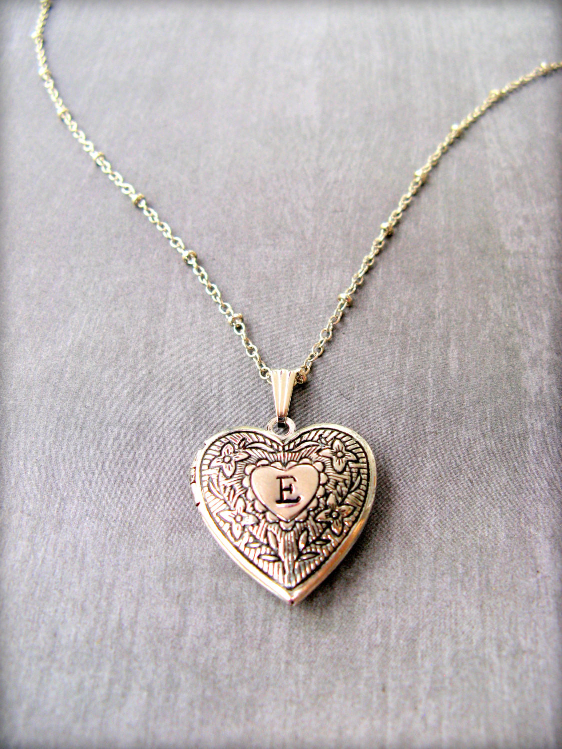 Heart Locket Necklace
 Personalized heart locket necklace Bridesmaid t SILVER