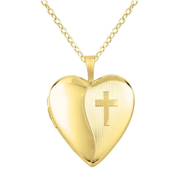 Heart Shaped Locket Necklace
 Shop 14k Yellow Gold and Silver Cross Heart shaped Locket