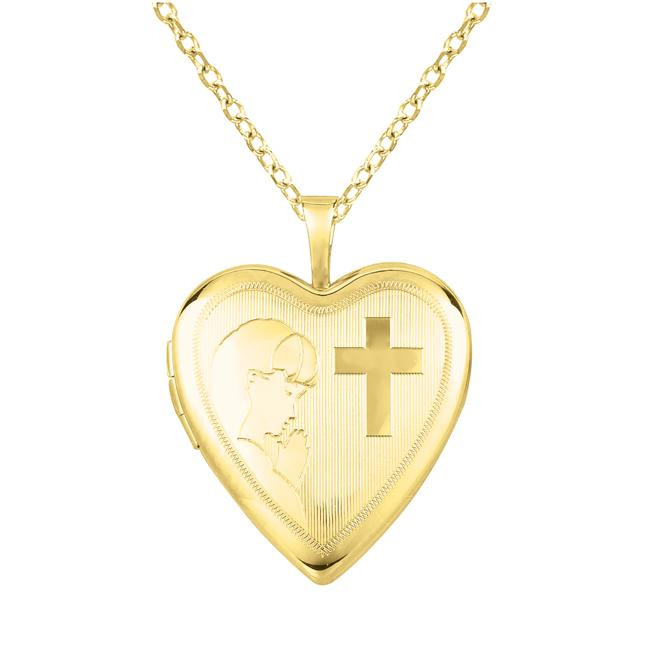 Heart Shaped Locket Necklace
 Silver and 14k Gold munion Cross Heart shaped Locket
