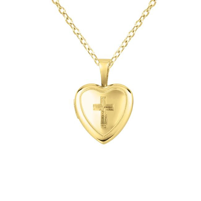 Heart Shaped Locket Necklace
 Shop 14k Yellow Gold and Silver Cross Heart shaped Locket