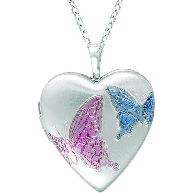 Heart Shaped Locket Necklace
 Sterling Silver Heart shaped Butterfly Locket Necklace