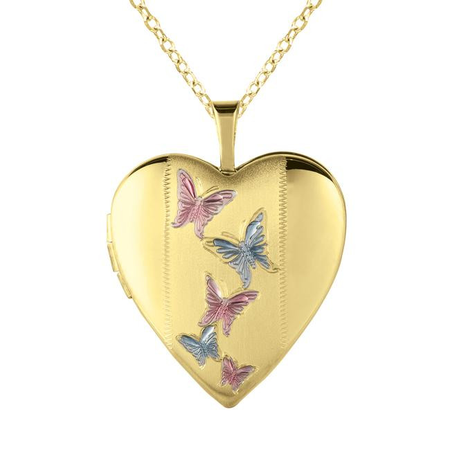 Heart Shaped Locket Necklace
 Shop Sterling Silver and 14k Gold Heart shaped Butterfly