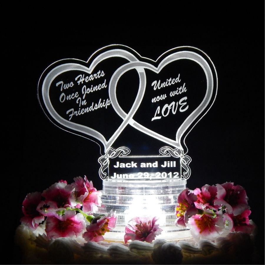 Heart Wedding Cake Toppers
 Double Heart Wedding Cake Topper Light Up Cake Top Acrylic