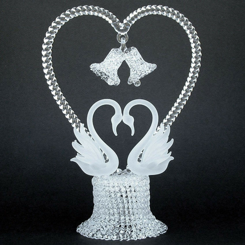 Heart Wedding Cake Toppers
 Swans Heart Hand Blown Glass Wedding Cake Top Topper