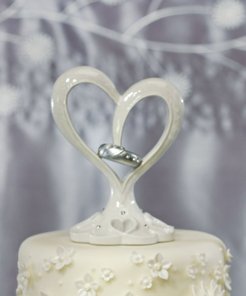 Heart Wedding Cake Toppers
 Stylized Heart & Wedding Bands Cake Topper