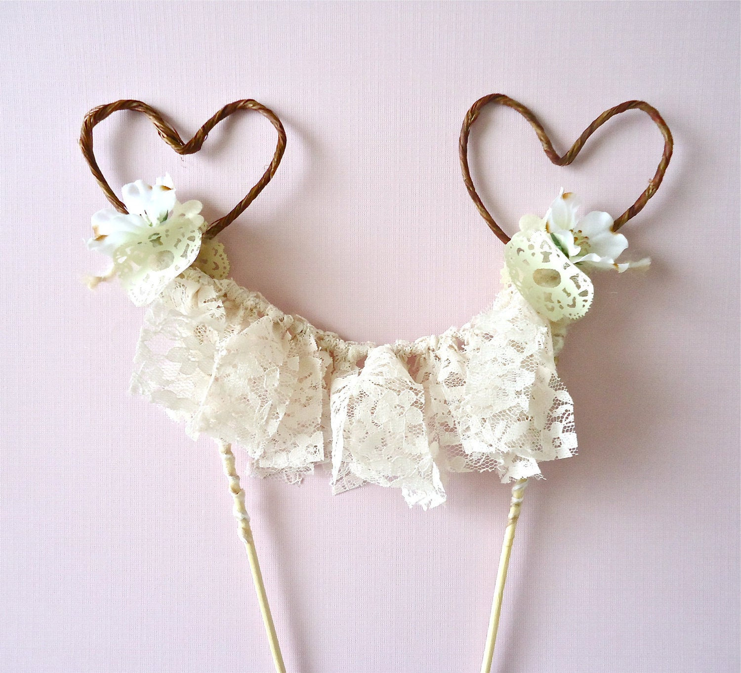 Heart Wedding Cake Toppers
 Unique Wedding Cake Topper Hearts and lace by