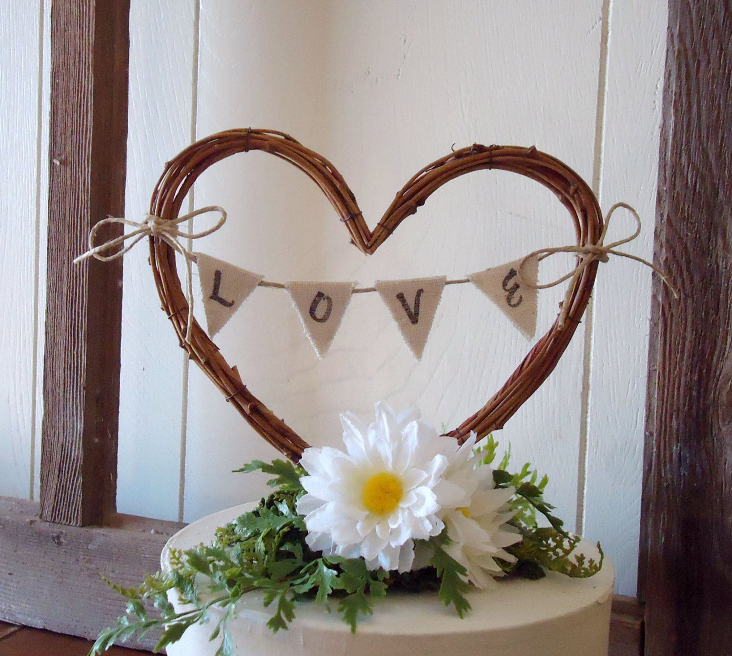 Heart Wedding Cake Toppers
 Wedding Cake Topper Rustic Heart with LOVE by