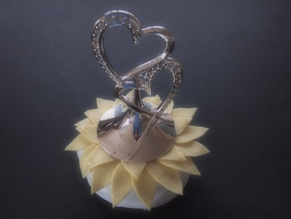 Heart Wedding Cake Toppers
 Wedding Cake Topper Silver Heart Pastel by ArtisanFeltStudio